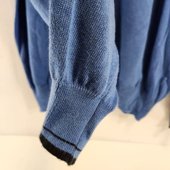 Saks Fifth Avenue Mens Pullover Sweater Size M Blue w/ Black Trim Cotton Blend - Picture 3 of 10